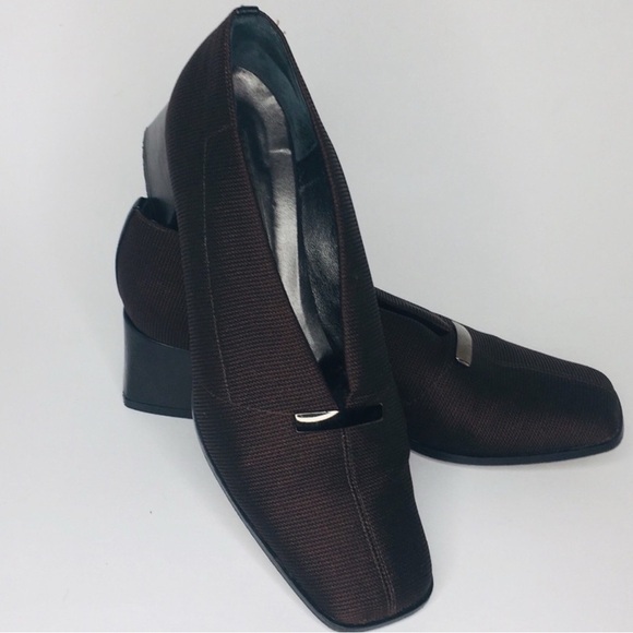 Prevata Italian Brown Block Heel Loafers with Silver Accent – Women’s Size 8.5 - Picture 4 of 6